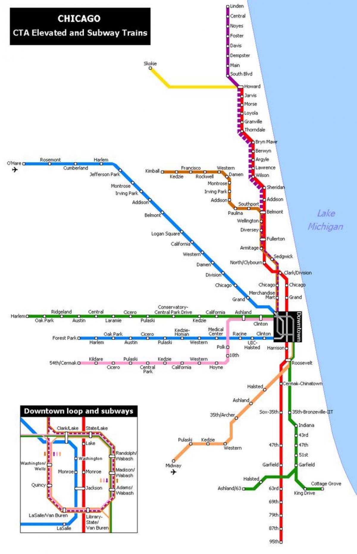 карта метро Чыкага