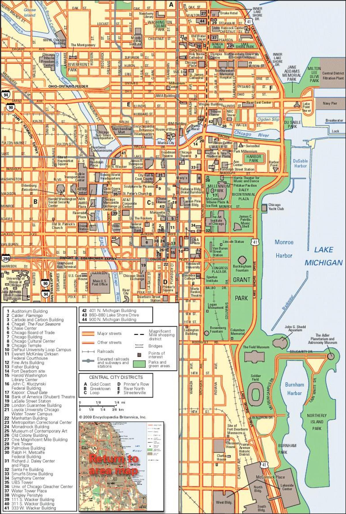 карта горада Чыкага