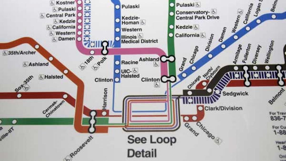 Чыкага карта метро блакітны лініі