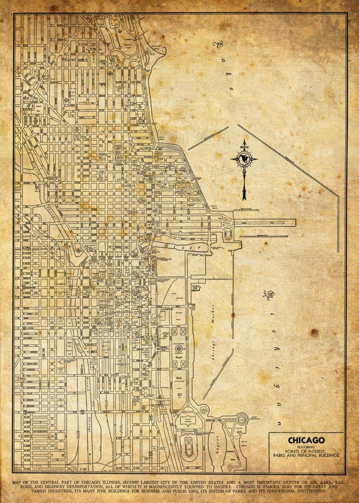 старадаўняя карта Чыкага