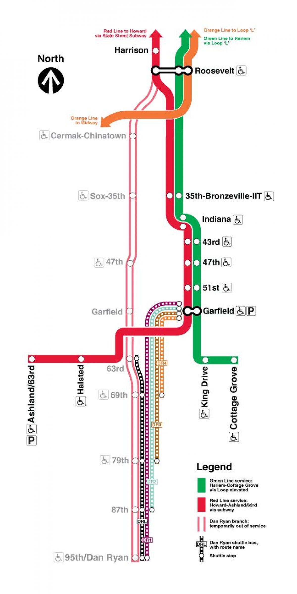карта чырвоная лінія Чыкага