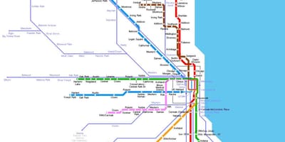 Станцыі метро Chicago карце